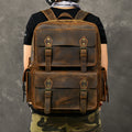 Amblot Brown Large leather rucksack with buckles
