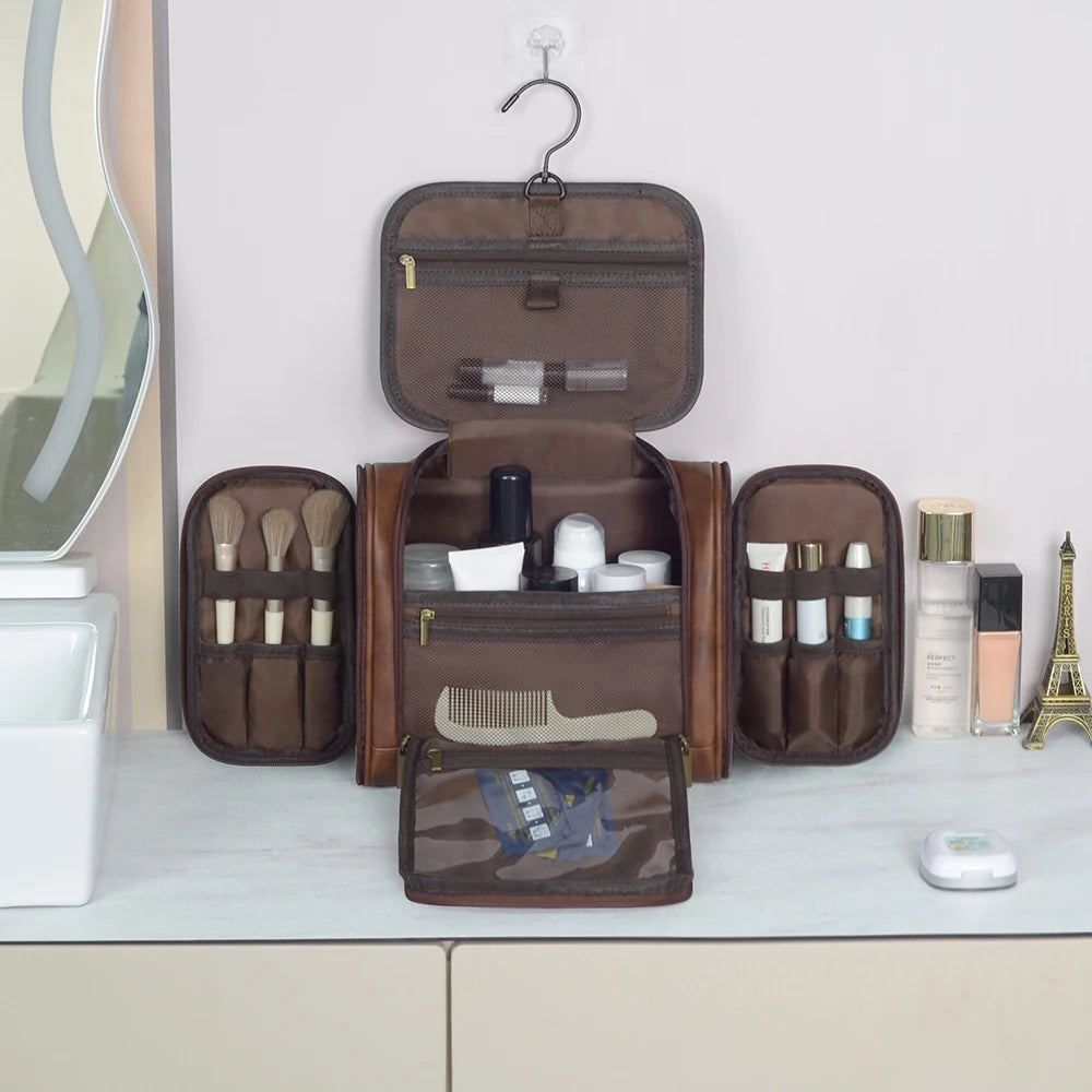 Amblot Brown Leather dopp kit for men