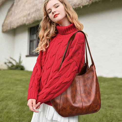 Amblot Brown leather hobo bag