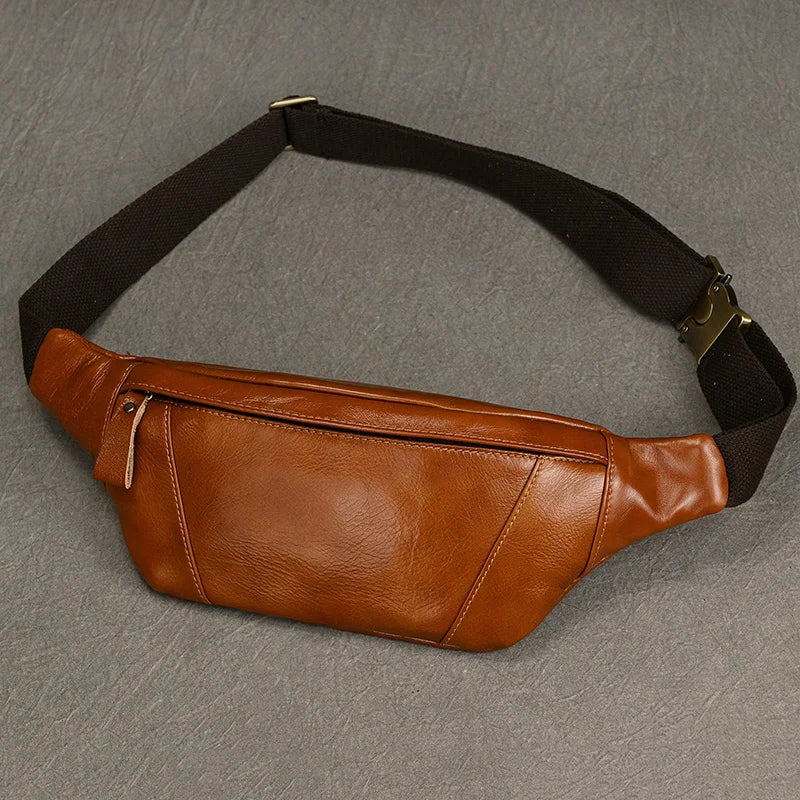 Amblot Brown Men's leather chest bag