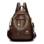 Amblot Brown Modern leather backpack for women