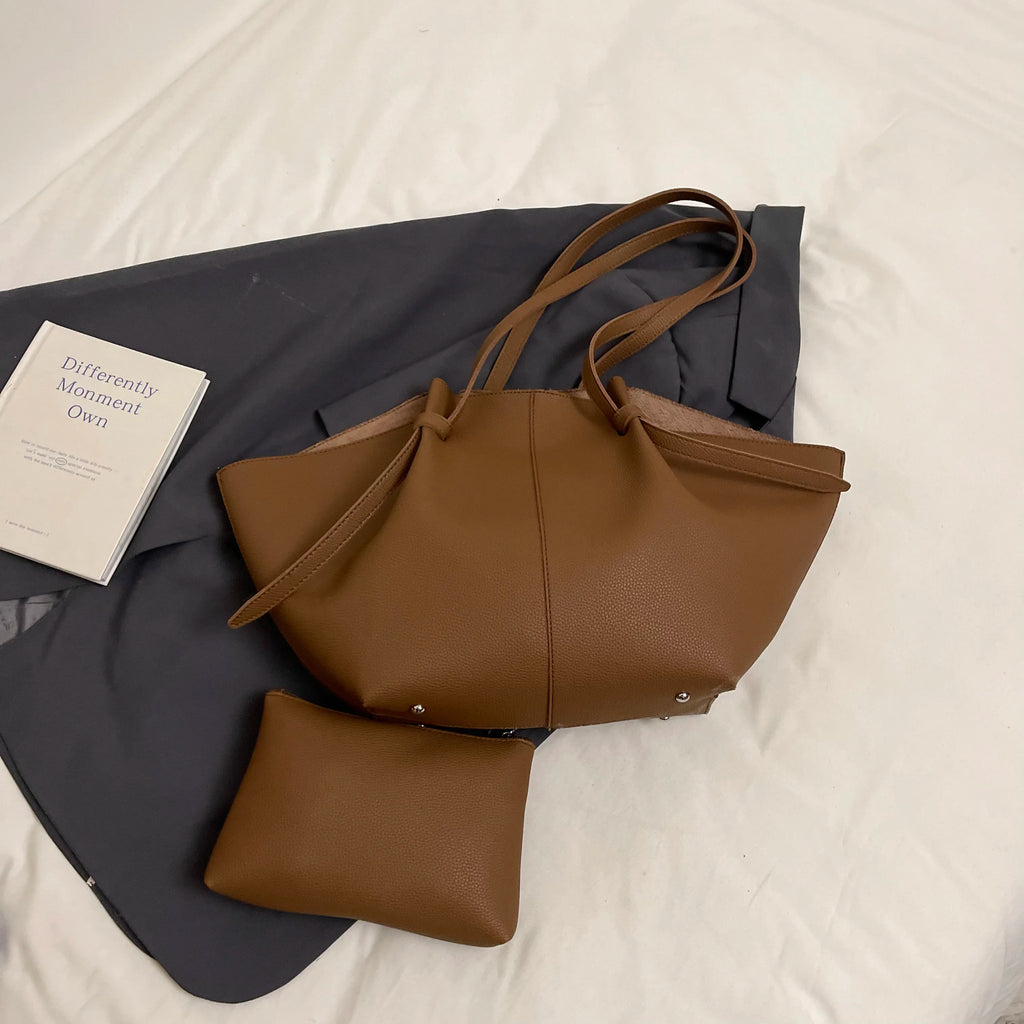 Amblot Brown Modern leather tote bag