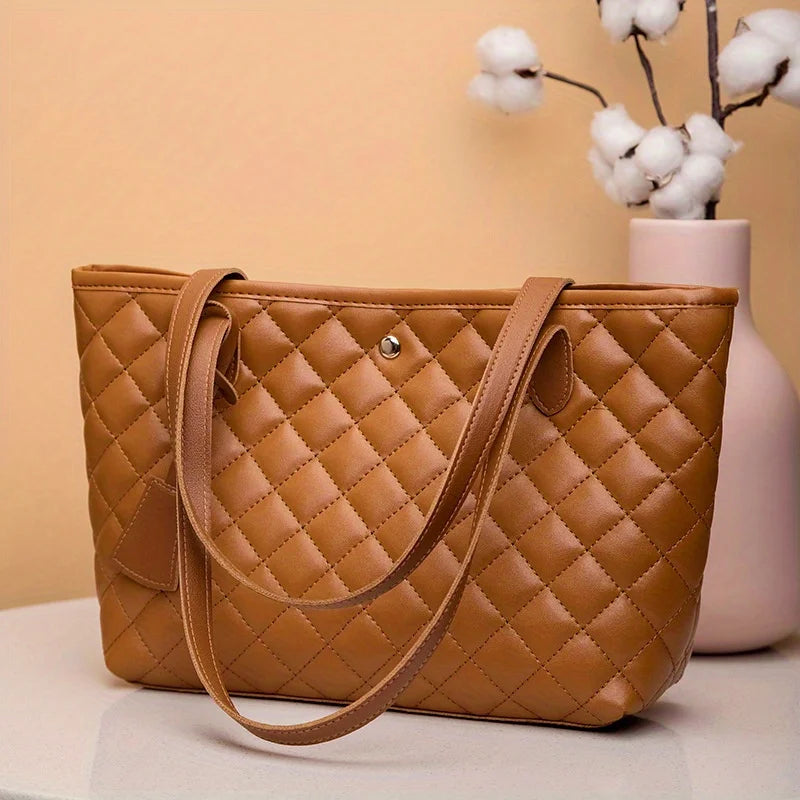 Amblot Brown Quilted leather tote bag