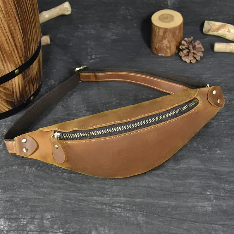 Amblot Brown Retro leather belt bag