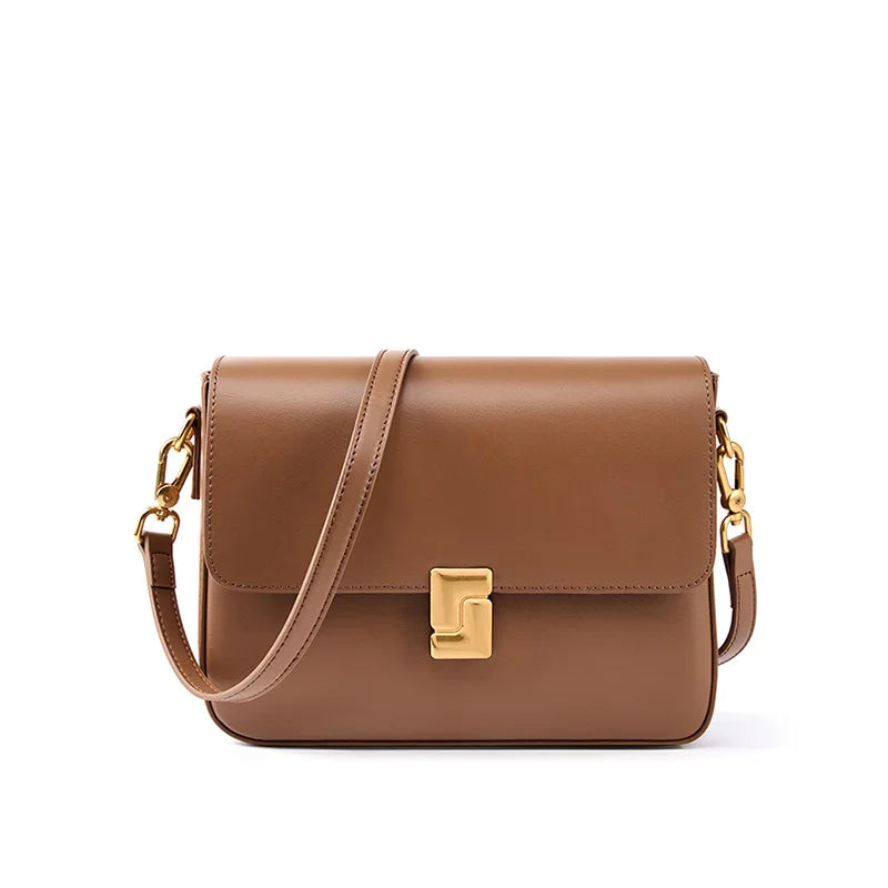 Amblot Brown Retro style leather crossbody bag