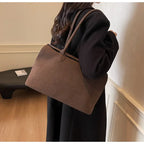 Amblot Brown Retro Suede Large Capacity Women's Shoulder Bag