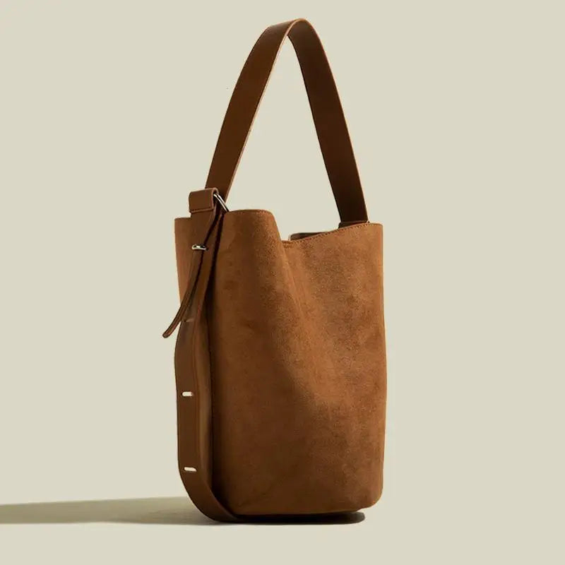 Amblot Brown Retro suede tote bag