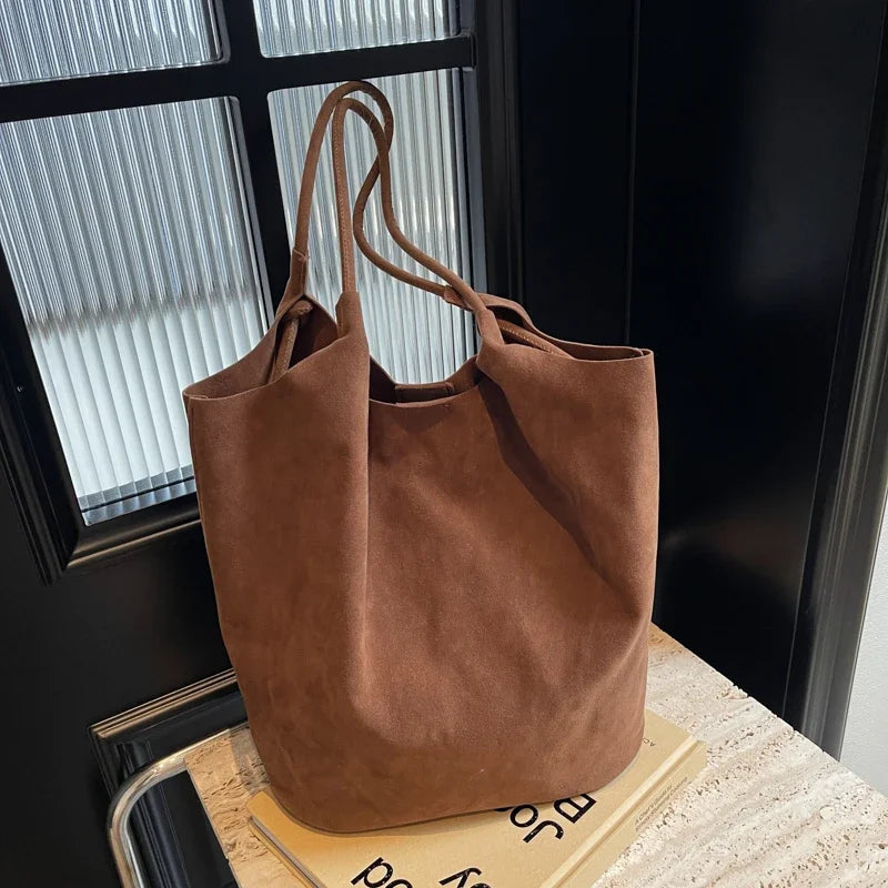 Amblot Brown Shoulder suede tote bag