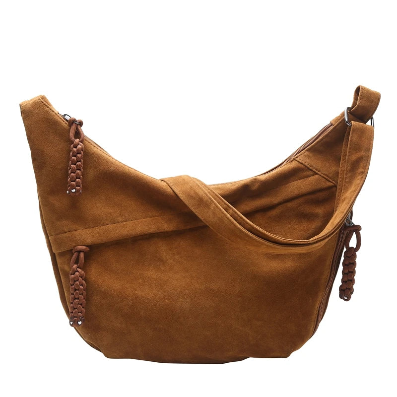 Amblot Brown Slouchy suede shoulder bag