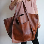 Amblot Brown Soft oversized leather tote bag
