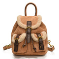 Amblot Brown Suede backpack with front pockets