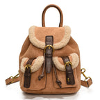 Amblot Brown Suede backpack with front pockets