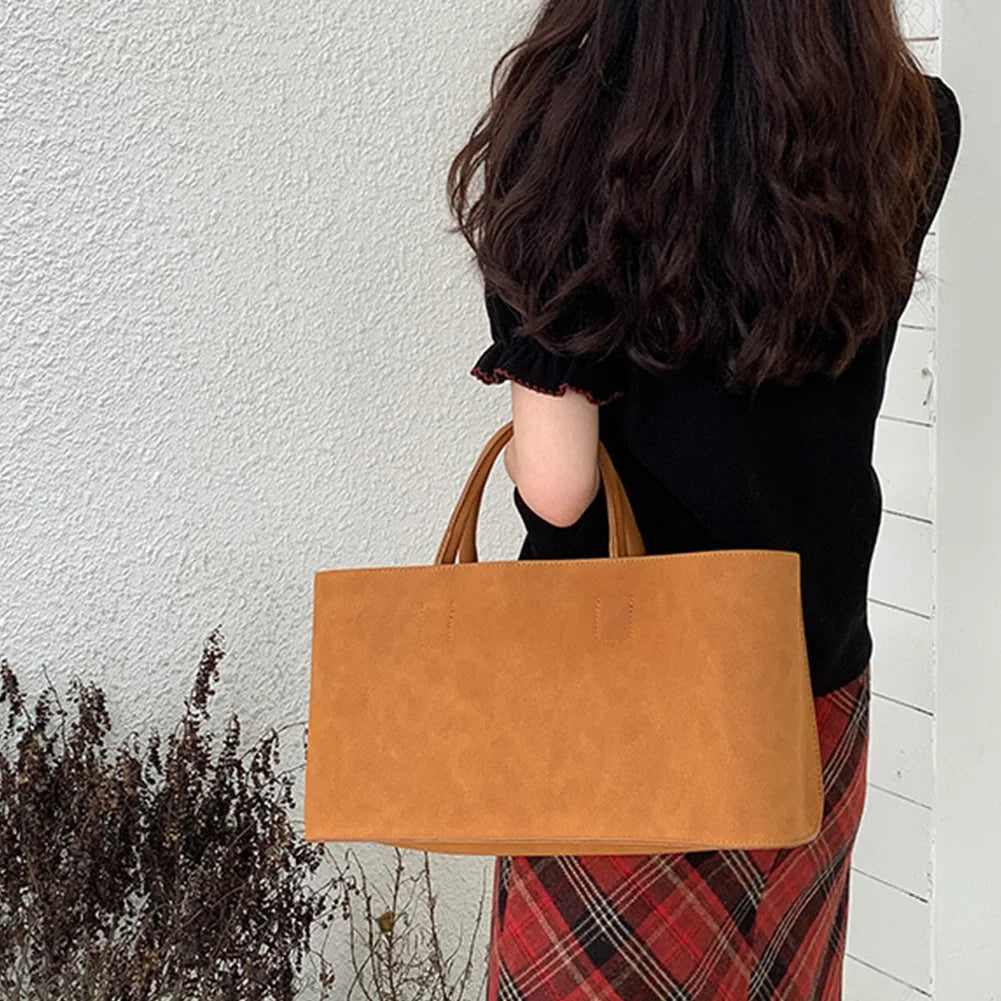 Amblot Brown Suede tote bag with structured silhouette