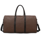 Amblot Brown Textured leather travel duffle bag