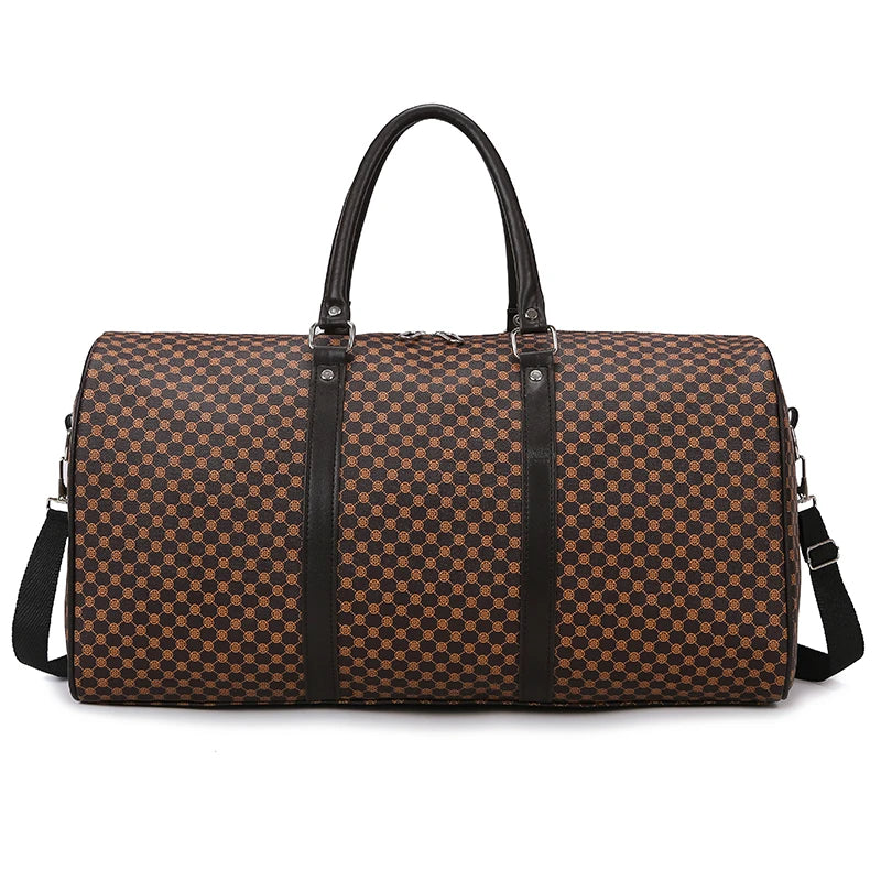 Amblot Brown Textured leather travel duffle bag
