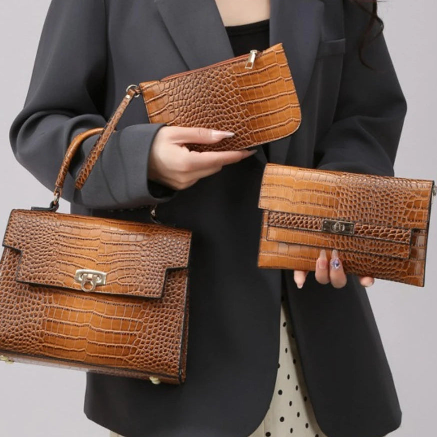 Amblot Brown (Three Sets) Leather handbag