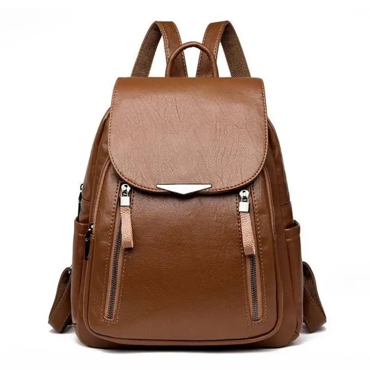 Amblot Brown Women’s structured leather backpack