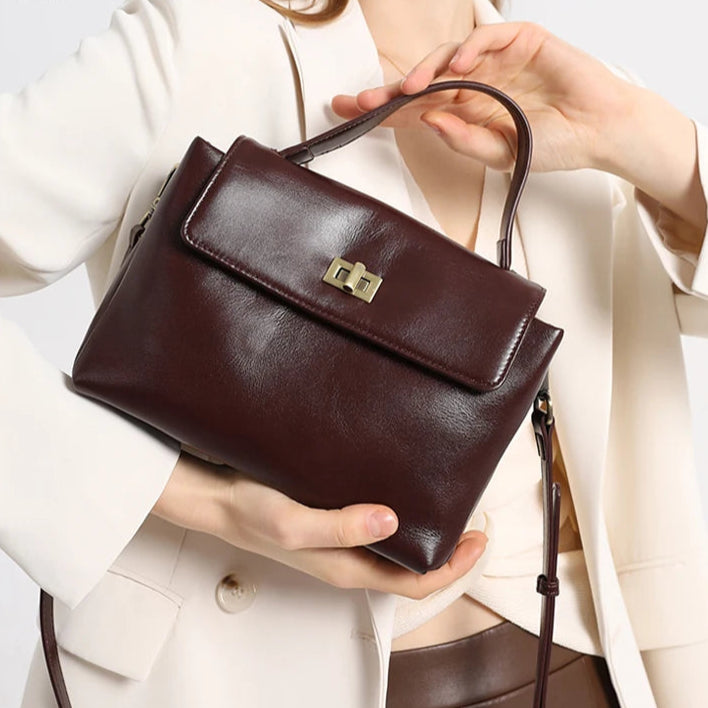 Amblot Burgundy Chic leather crossbody bag for women