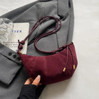 Amblot Burgundy Crescent suede hobo bag