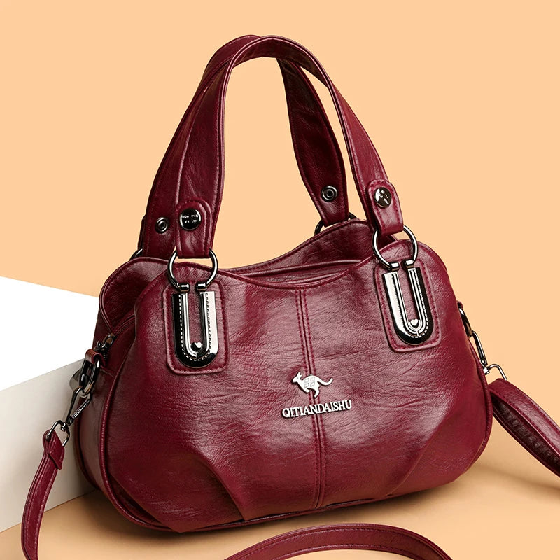 Amblot Burgundy Crossbody leather hobo bag