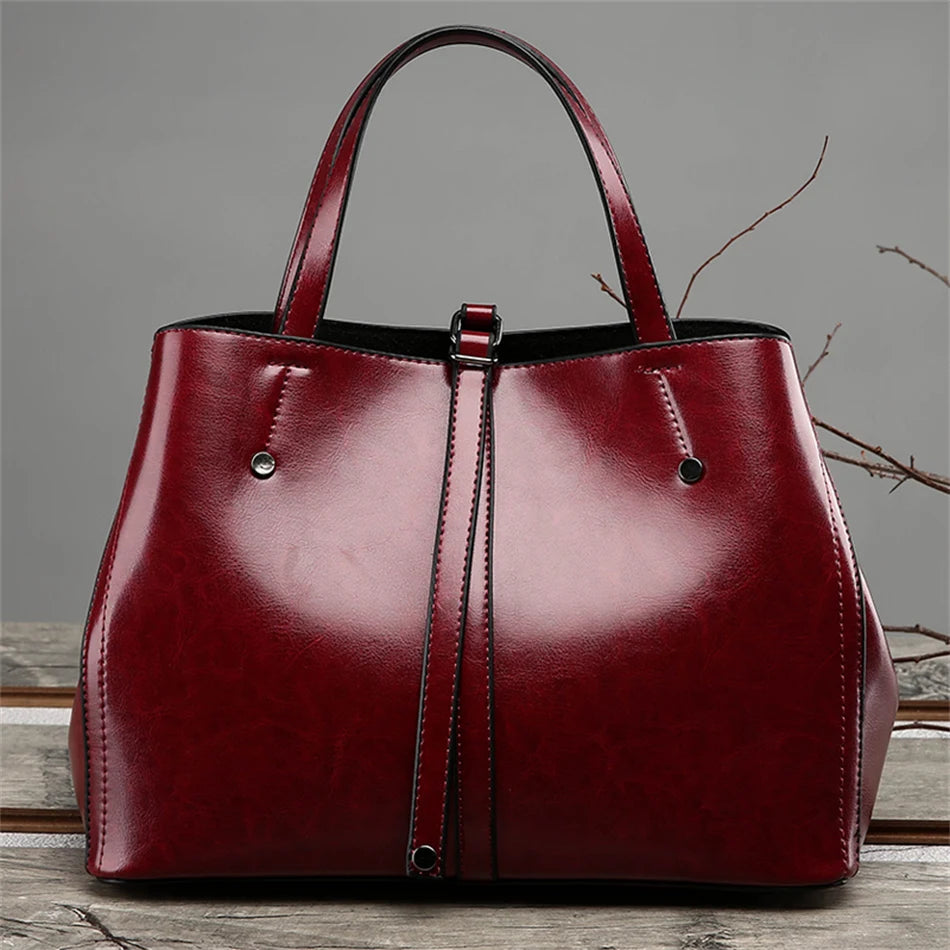 Amblot Burgundy Fashion leather handbag