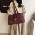 Amblot Burgundy Large suede tote bag with zip-top closure