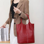 Amblot Burgundy Modern leather tote bag