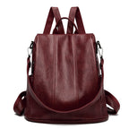 Amblot Burgundy Soft leather travel backpack