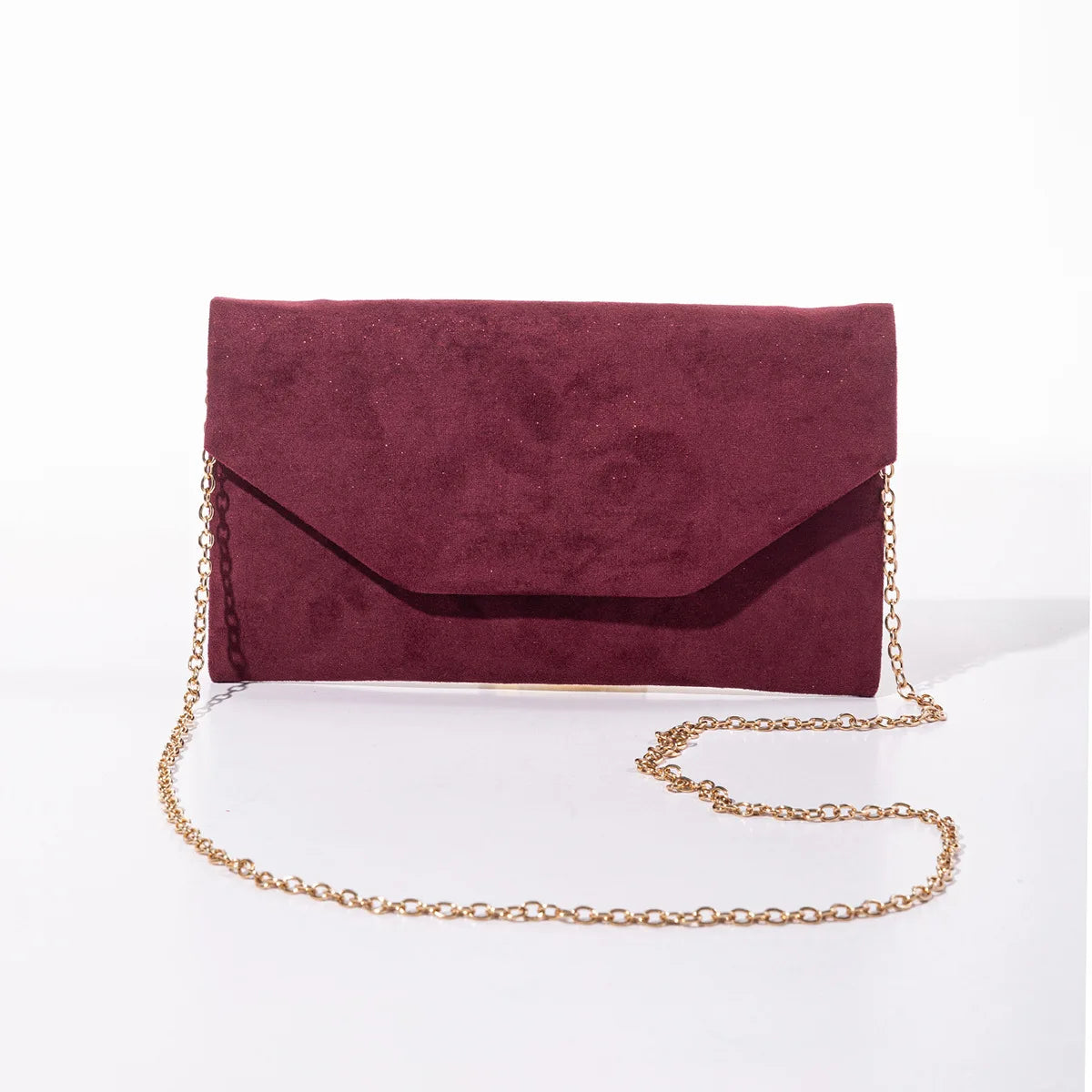 Amblot Burgundy Suede clutch purse with envelope flap