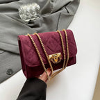 Amblot Burgundy Suede crossbody purse with chain strap