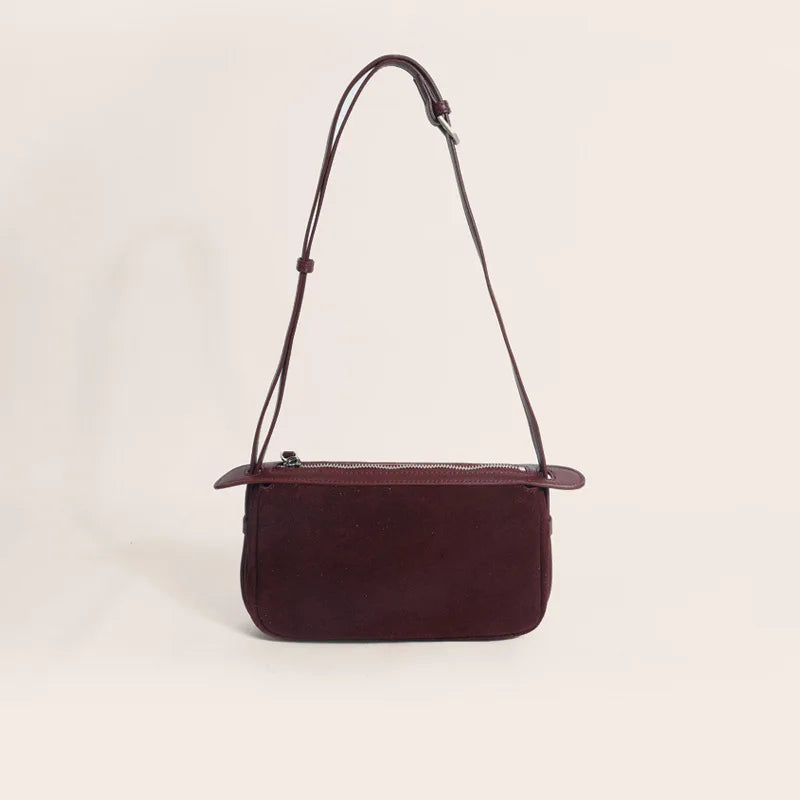 Amblot Burgundy Suede shoulder purse