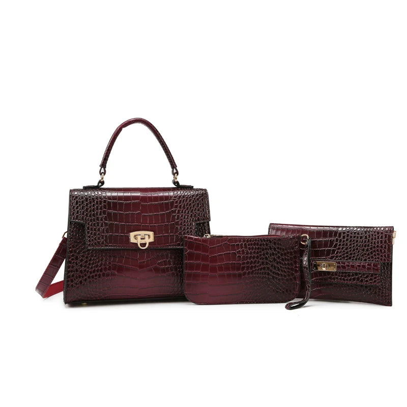 Amblot Burgundy (Three Sets) Leather handbag