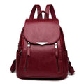 Amblot Burgundy Women’s structured leather backpack