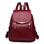 Amblot Burgundy Women’s structured leather backpack