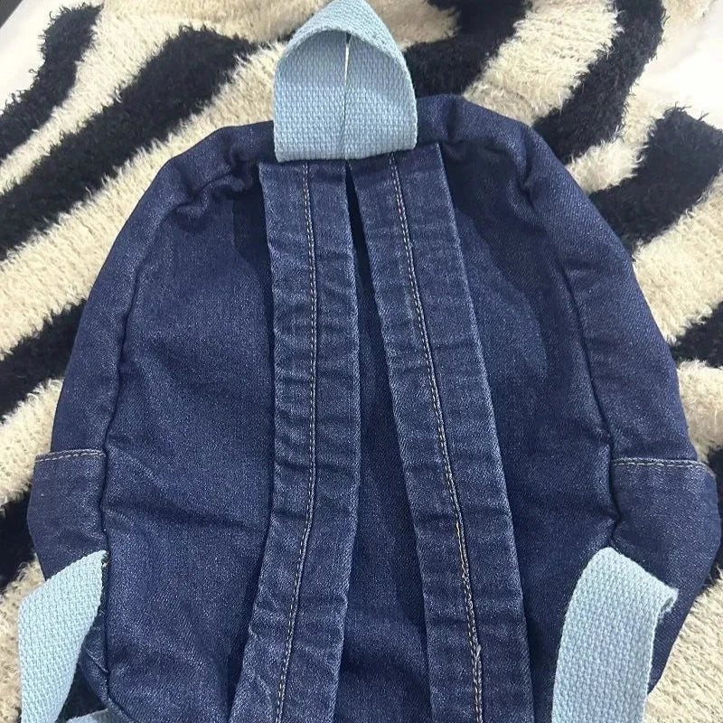 Amblot Cat-embroidered denim backpack