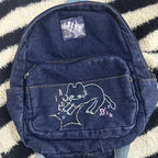 Amblot Cat-embroidered denim backpack