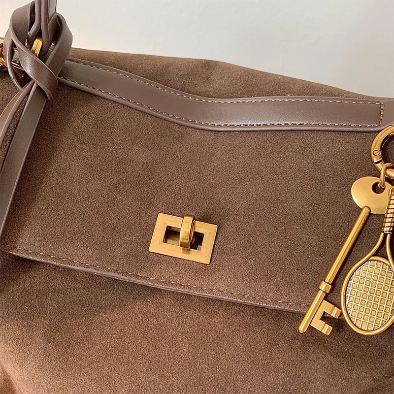 Amblot Chic suede handbag for work and city style