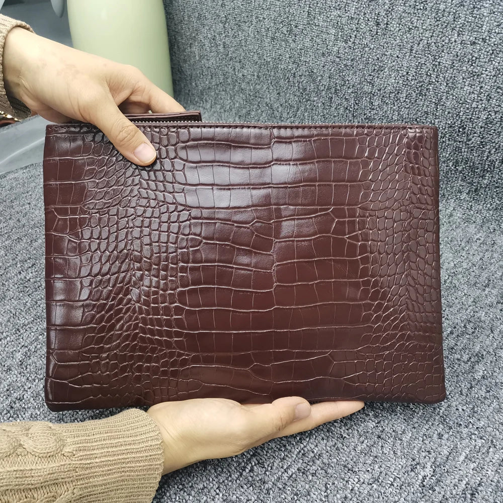 Amblot Chocolate Textured leather clutch