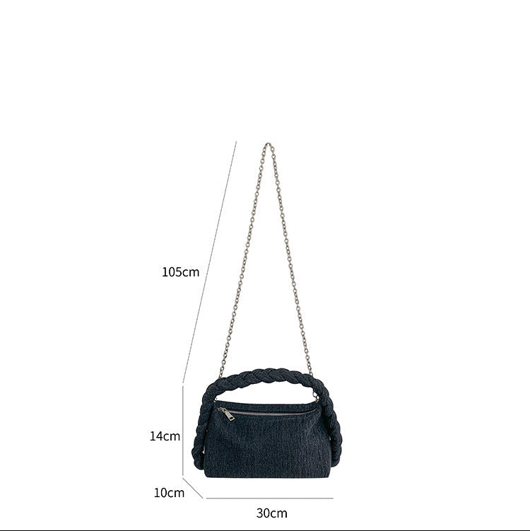 Amblot Classic blue denim purse with top handle