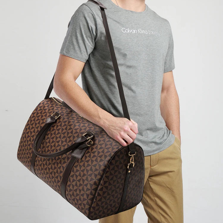 Amblot Classic leather weekender duffle bag