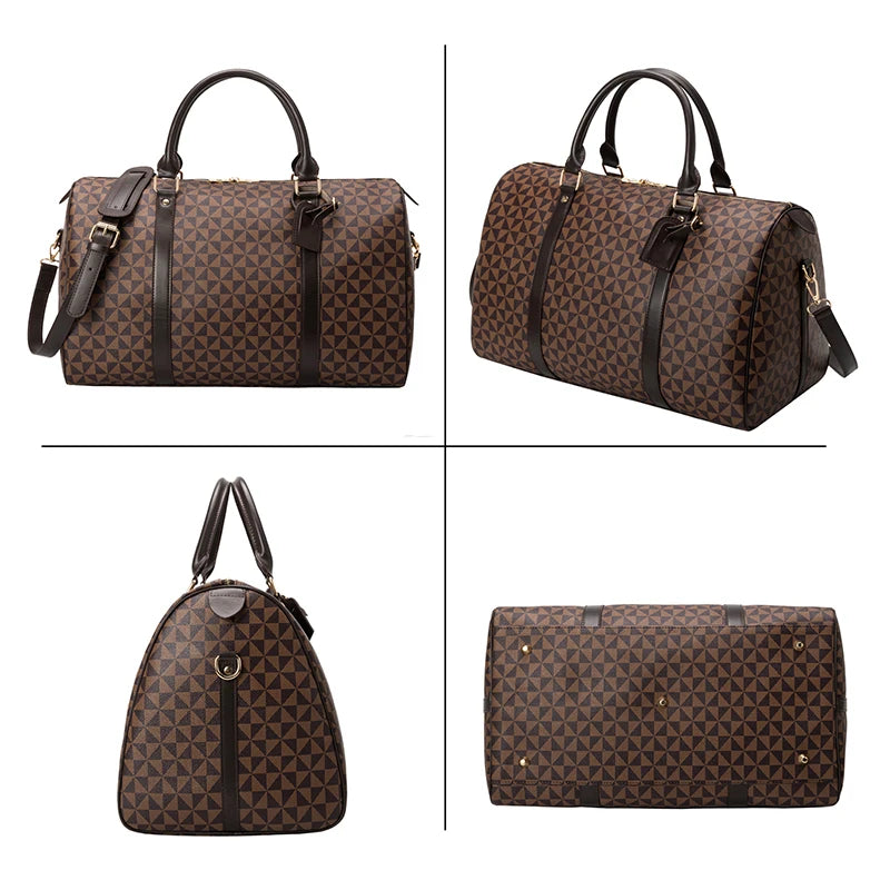 Amblot Classic leather weekender duffle bag