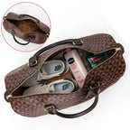Amblot Classic leather weekender duffle bag