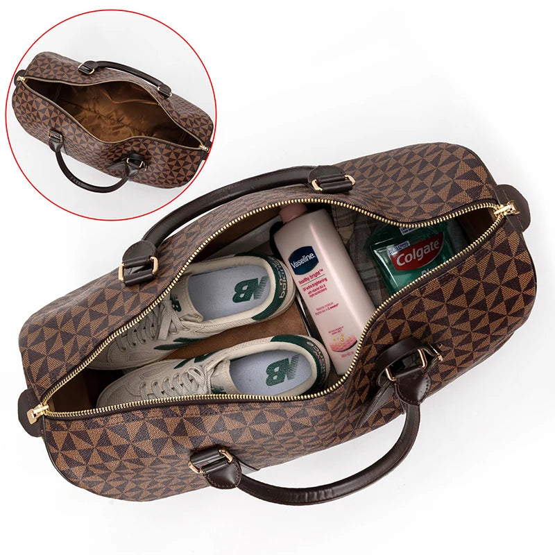 Amblot Classic leather weekender duffle bag