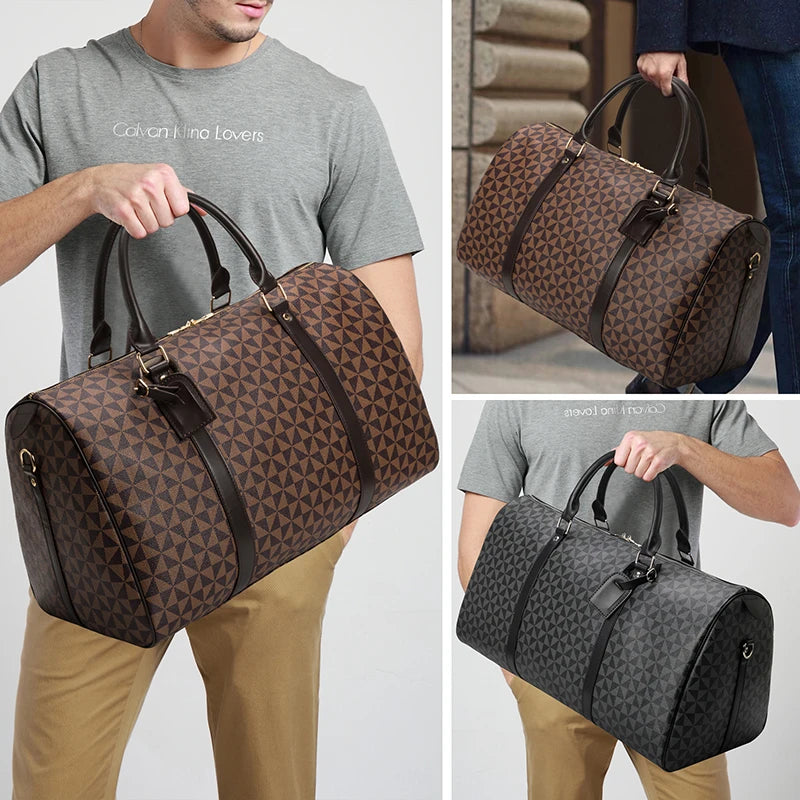 Amblot Classic leather weekender duffle bag