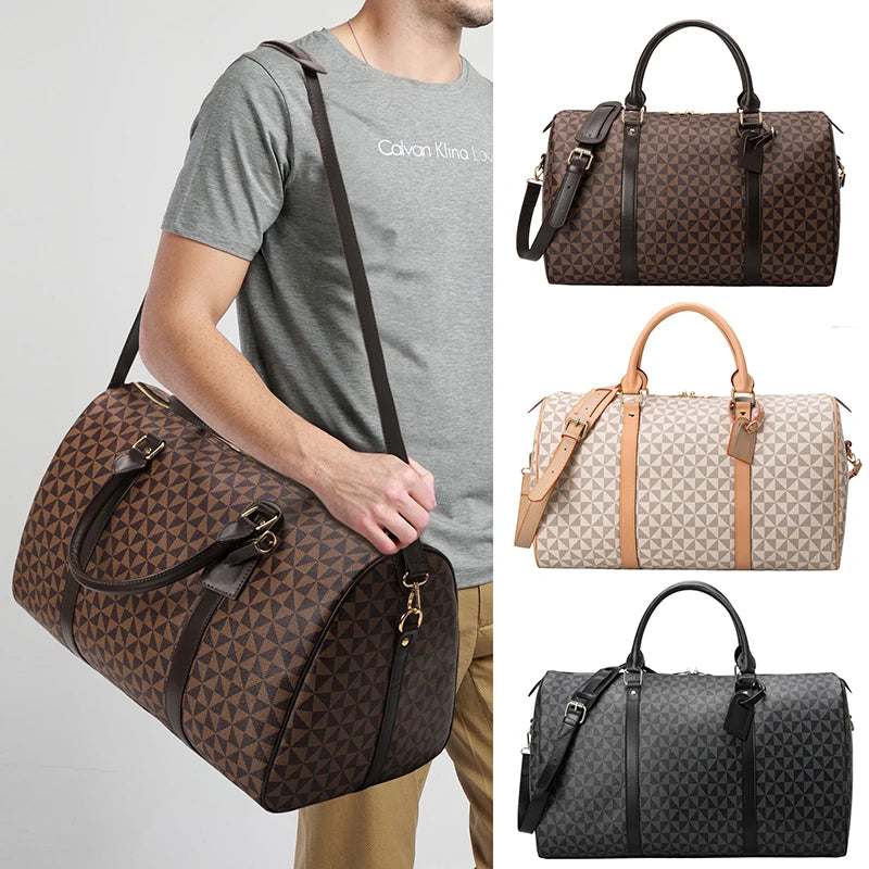Amblot Classic leather weekender duffle bag