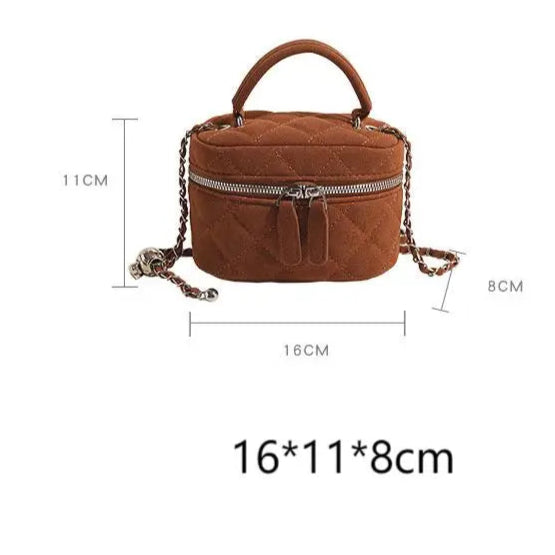 Amblot Classic suede handbag with structured handle