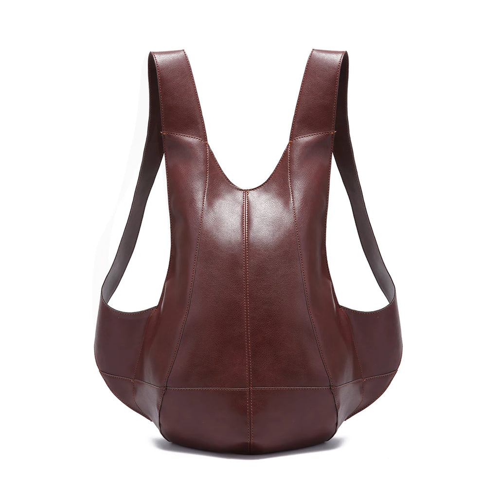 Amblot Coffee Anti-theft leather backpack