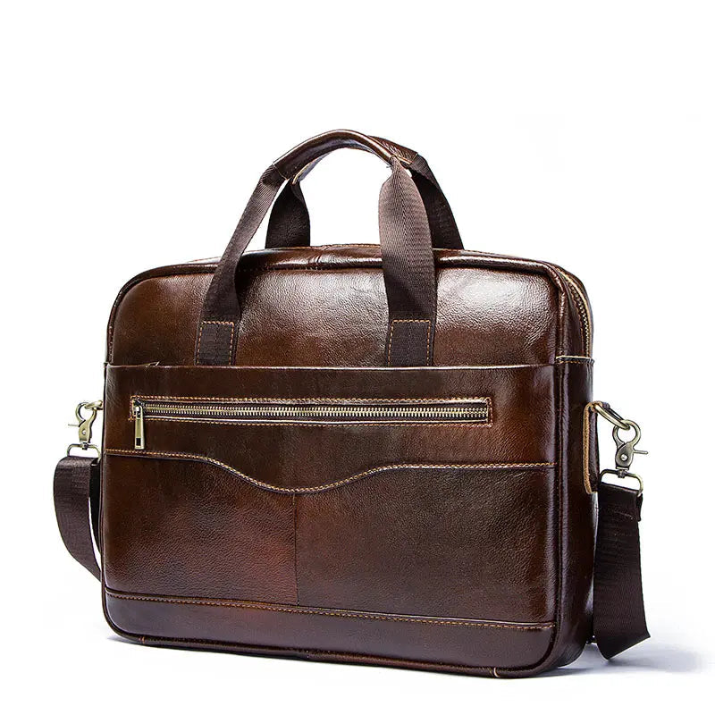 Amblot Coffee Classic leather laptop bag