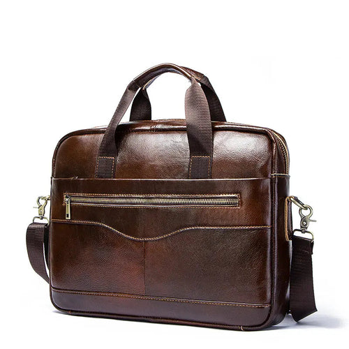 Amblot Coffee Classic leather laptop bag