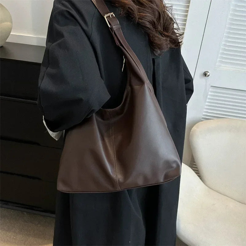 Amblot Coffee Classic soft leather tote bag for women